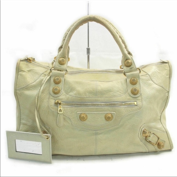Balenciaga Handbags - *AUTHENTIC* BALENCIAGA GIANT GOLD HARDWARE CITY BAG-CREAM
